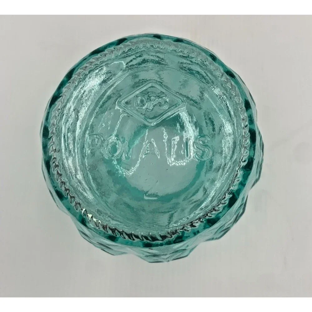 Vintage Polatis Glass Aquamarine Pineapple Jar/Vase/Candle Holder Coastal Decor